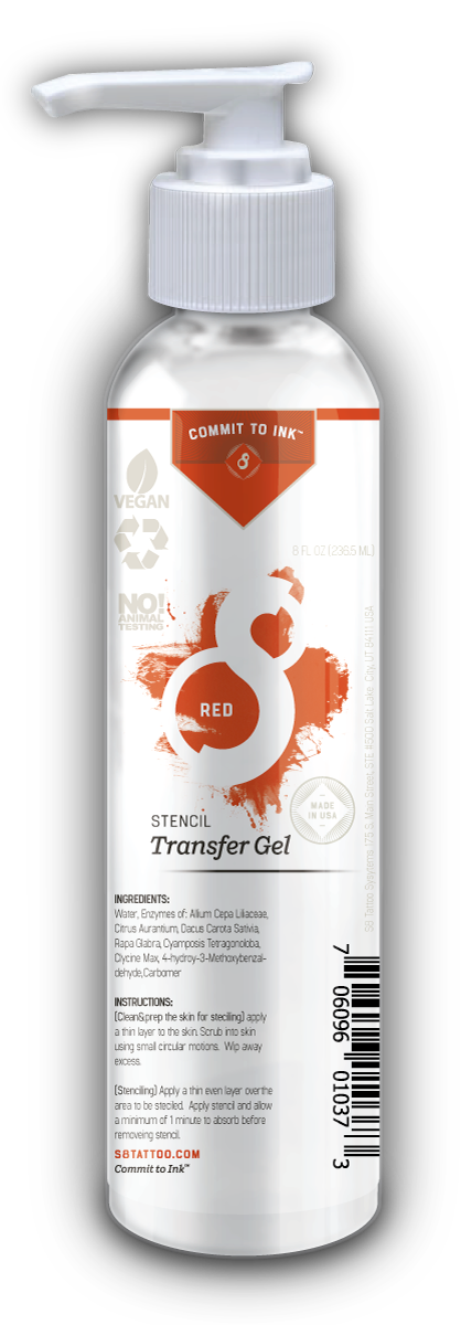 S8 Tattoo RED Stencil Transfer Solution 2 in 1 Formulation - 8 oz Bottle